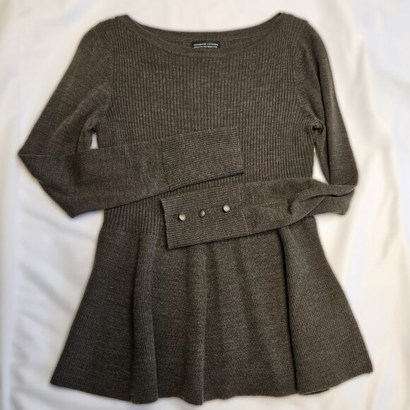 Adrienne Vittadini 100% Extra Fine Merino Wool Peplum Sweater - Picture 3 of 7